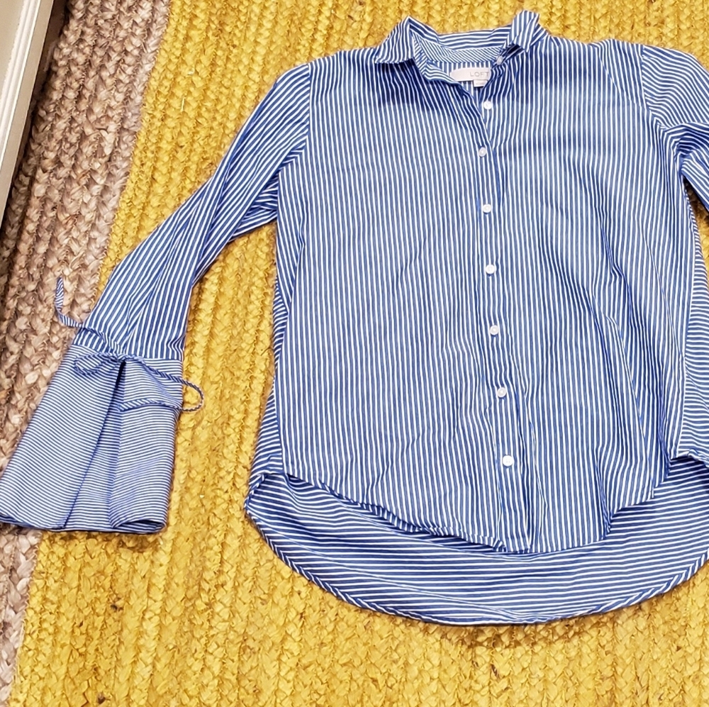 Loft button-down over-sized cotton blend blouse